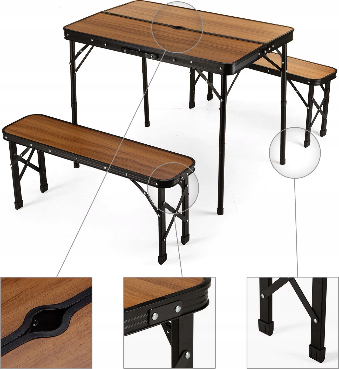 Zestaw turystyczny stół + 2 ławki Outtec Długość 90 cm