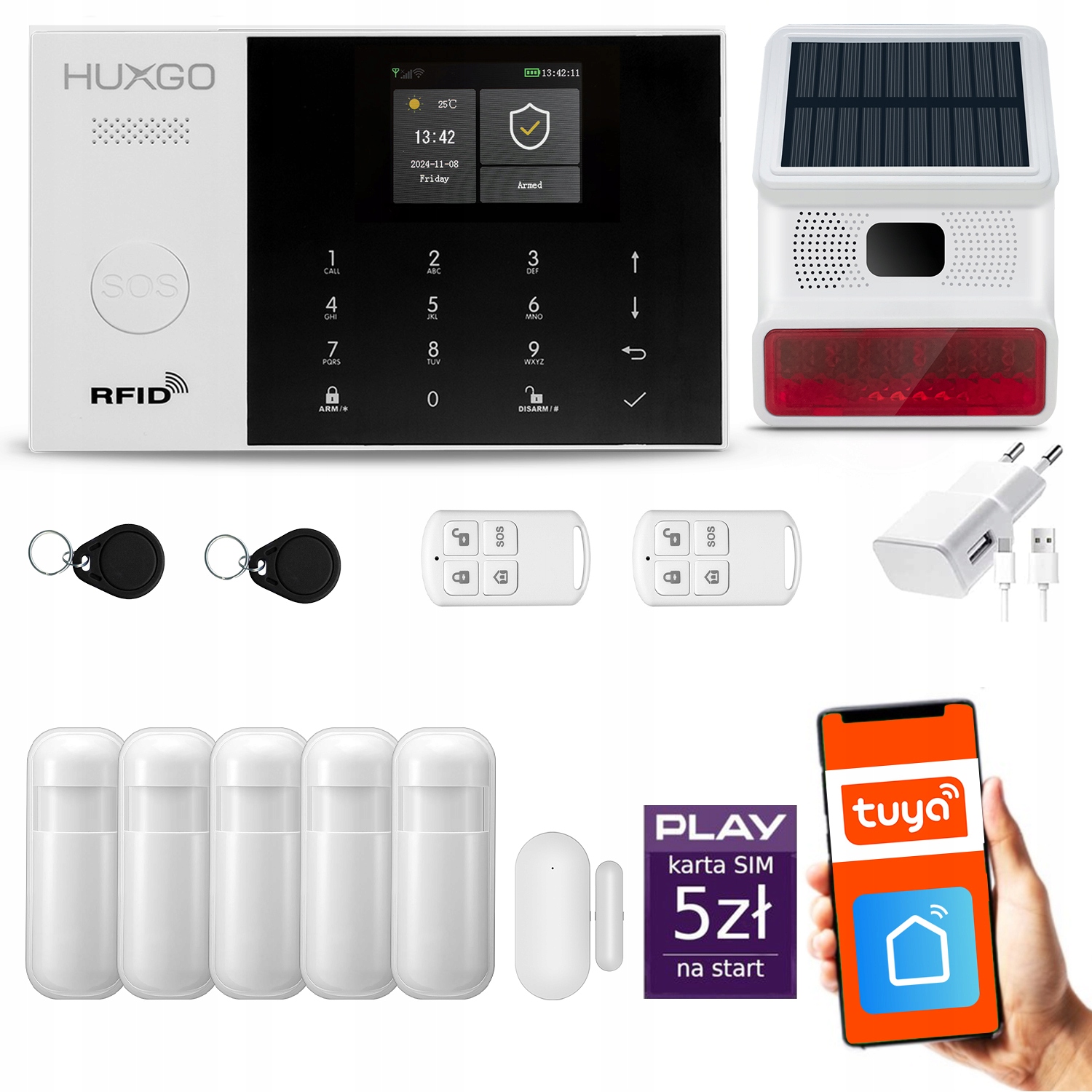 Bezdrôtový alarm Gsm WiFi, Sms, Tuya, alarmová sada Huxgo HXA005