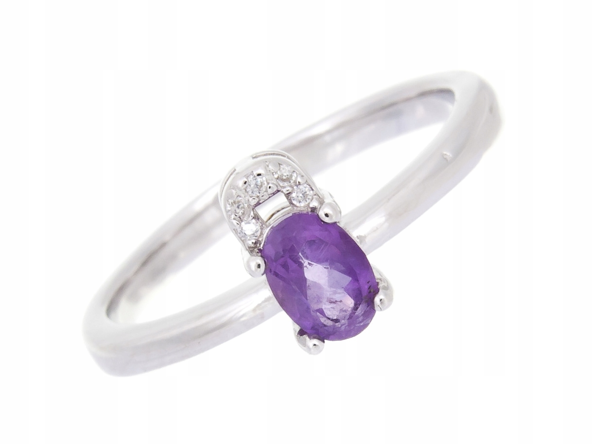 Stříbrný Prstýnek VEL.13 Ametyst 6x4 Přírodní