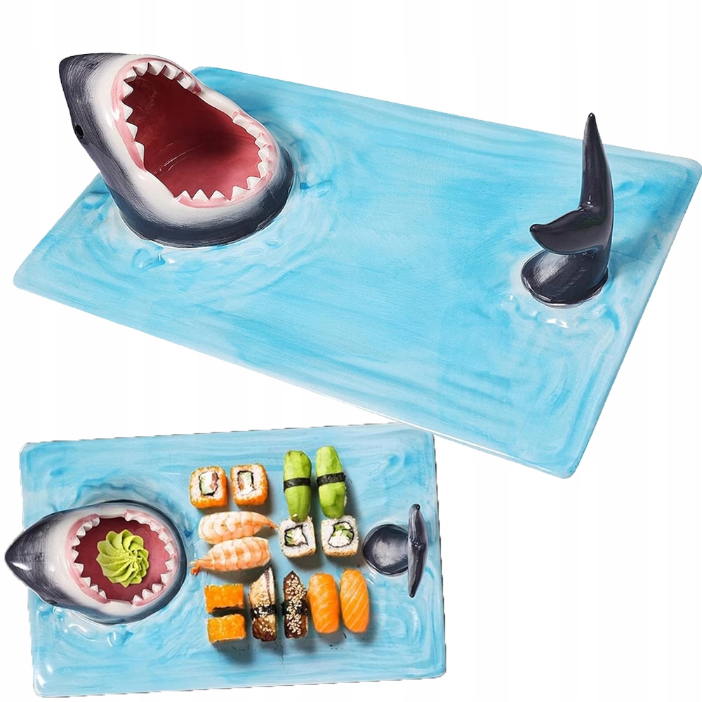 Talíře Na Sushi Keramické 3D Žraločí Miska Na Svačinu 33x20 cm