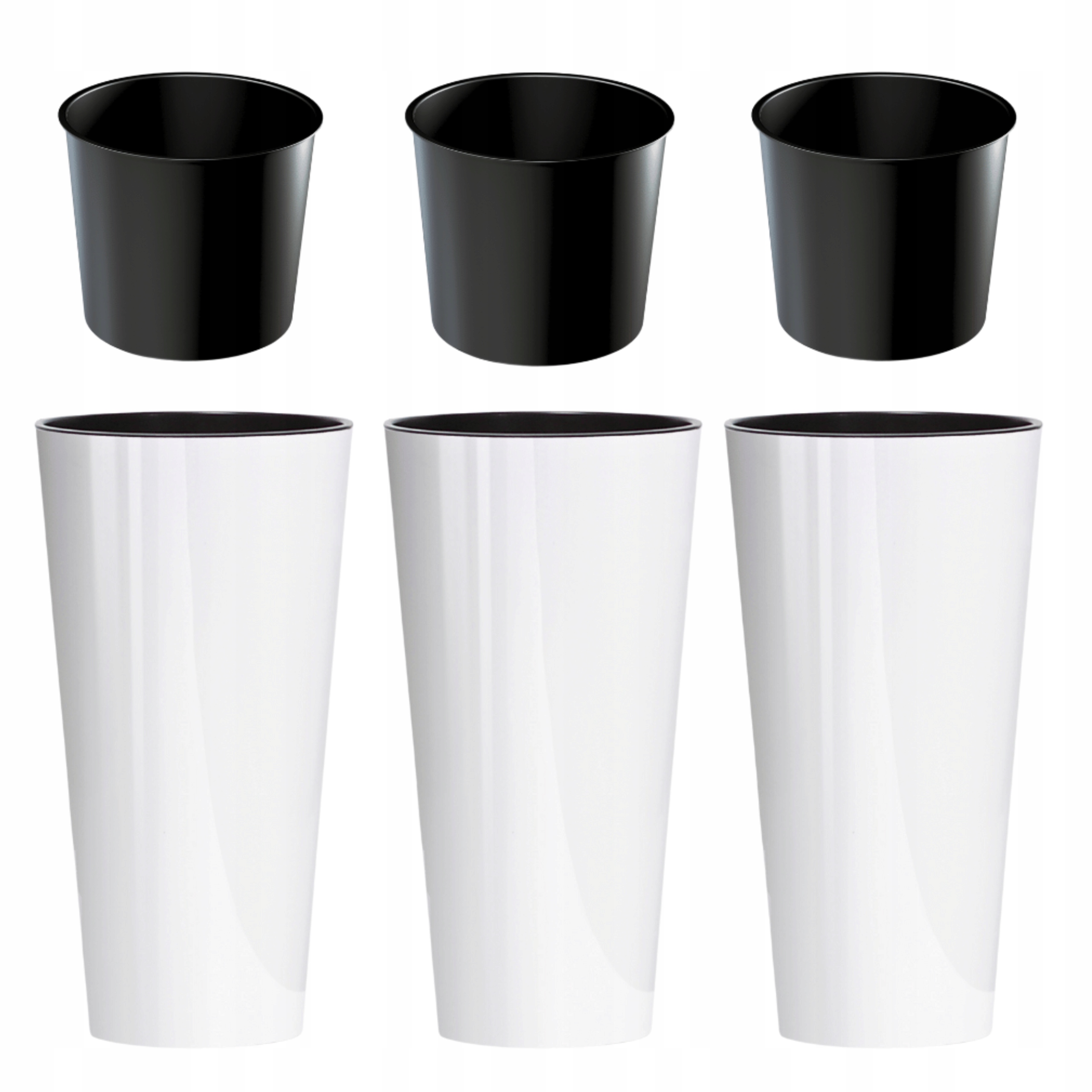 Donica Okrągła Duża Wysoka Plastikowa Zestaw Donic X3 Z Wkładem Do Ogrodu