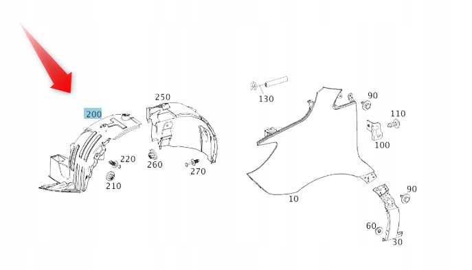Přední Levý Podběh Kola Mercedes Sprinter A9076842702 Přední Část