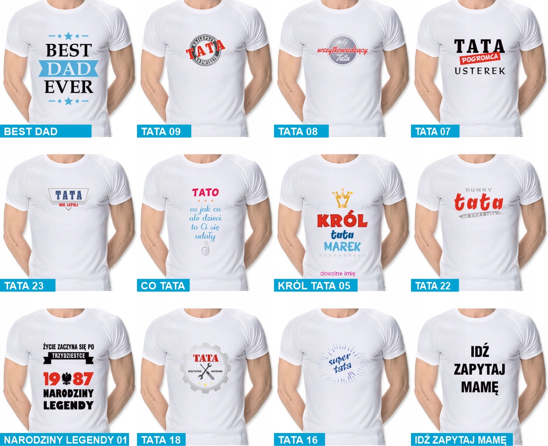 koszulka z kolorowym nadrukiem dla taty, tata, dzień ojca - XL Model koszulka foto
