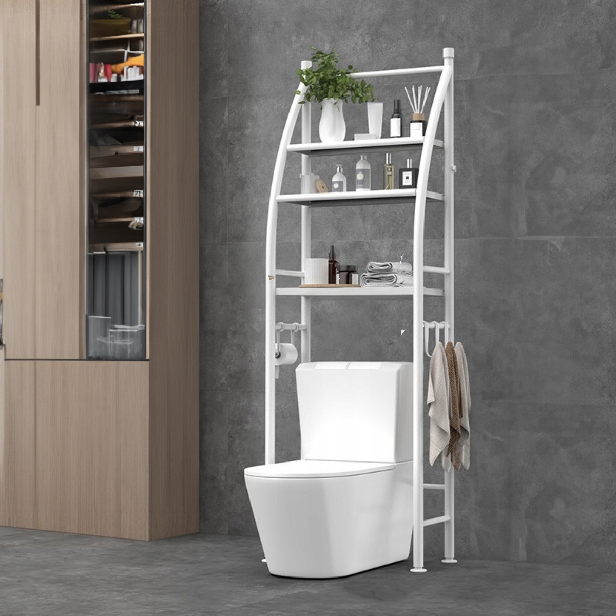 PÓŁKA NAD WC STOJAK DO ŁAZIENKI SZAFKA ŁAZIENKOWA BIAŁA Stan opakowania oryginalne
