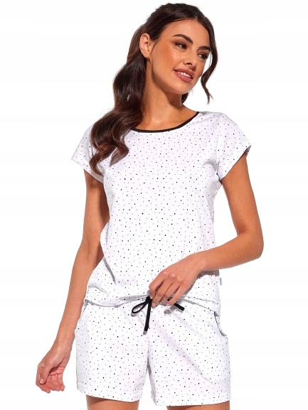 Piżama damska Cornette 814/273 Iga r. S (36) biała czarne groszki