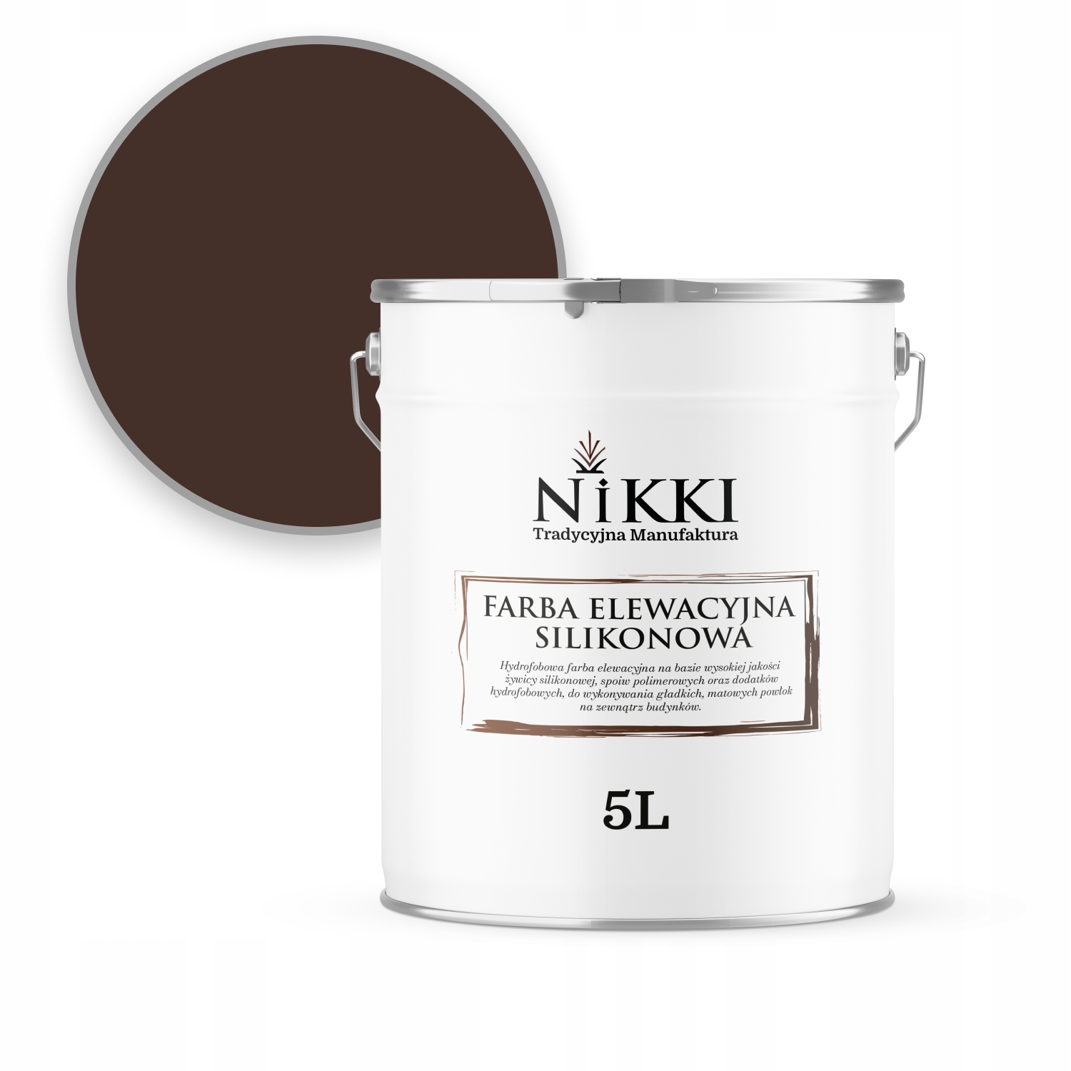 Fasádna Silikónová Farba 5 L Čokoládovo Hnedá 8017 Odolná Voči Zelenaniu