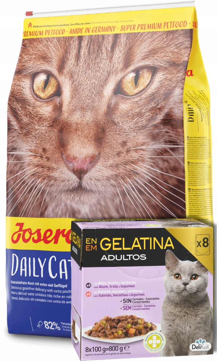 Levně Josera DailyCat 10 kg Sada 8 sáčků po 100 g (4xTuňák, 4xlosos)