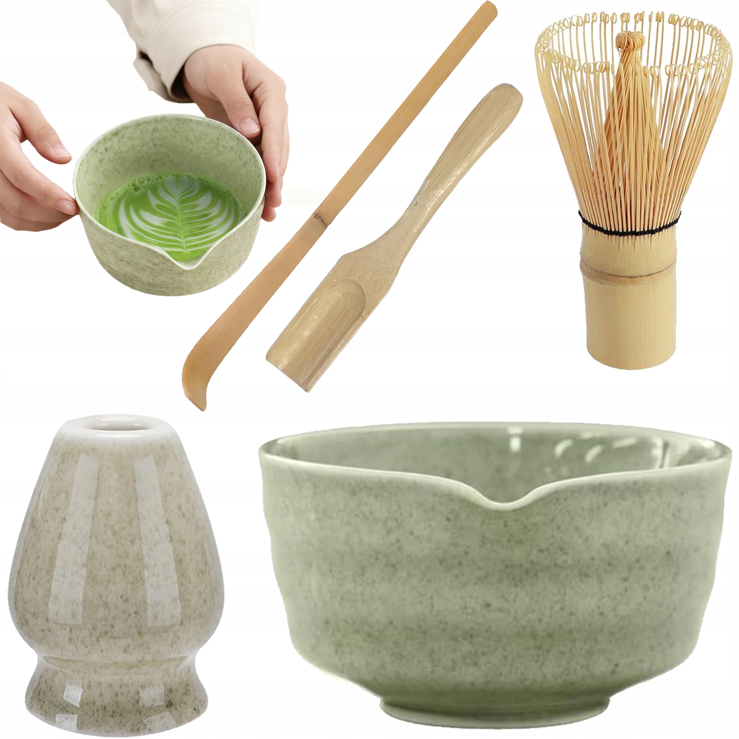 Keramický Set Na Matchu 5v1 Šálek metla lžička na čaj Matcha