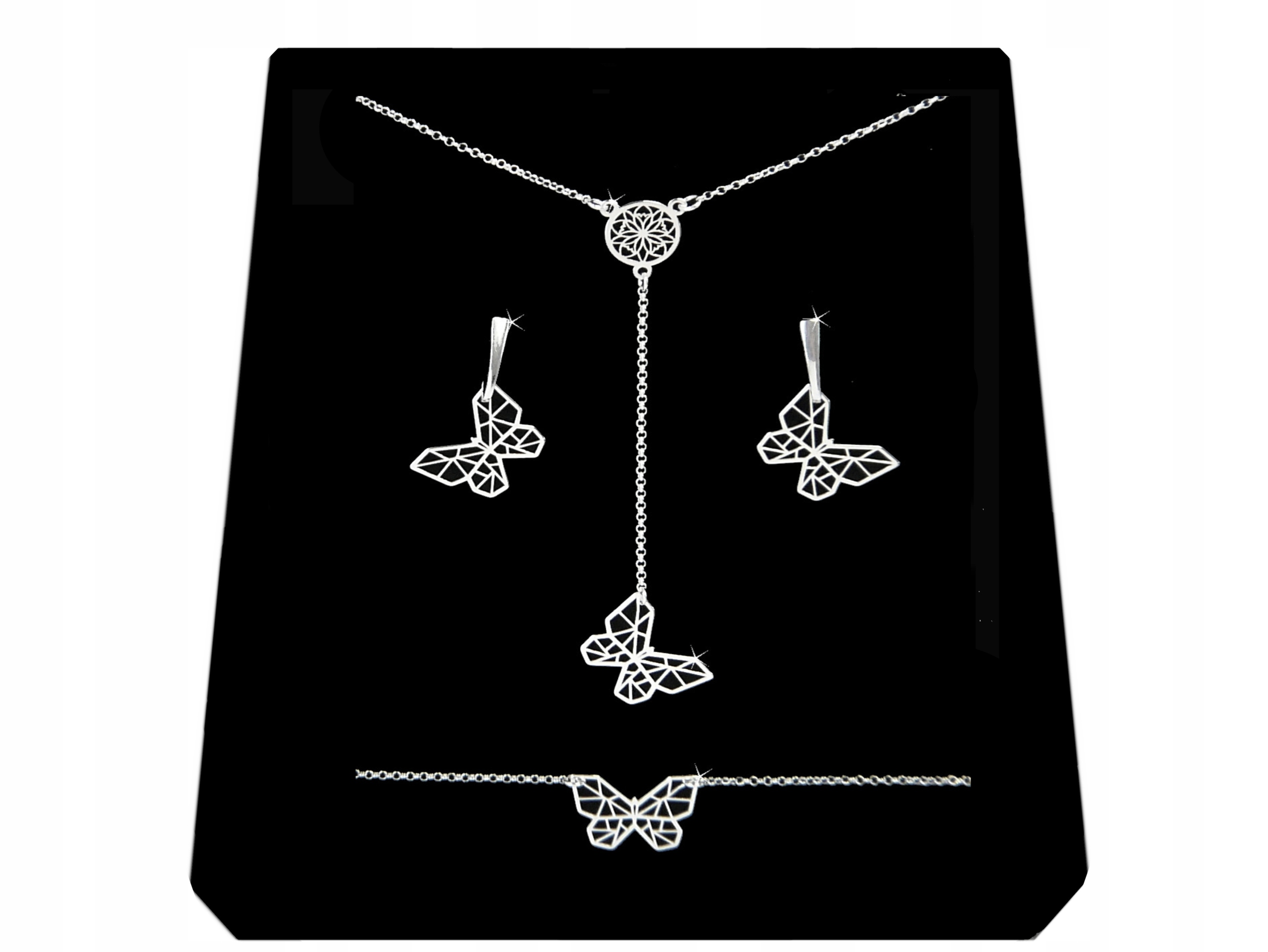 

Komplet Biżuterii Motyl Motylek Origami srebro 925