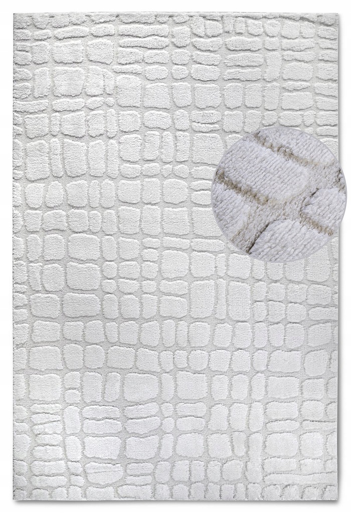 Koberec do obývacího pokoje 160 x 235 cm, plyšové štětiny krémové barvy, vyřezaný měkký