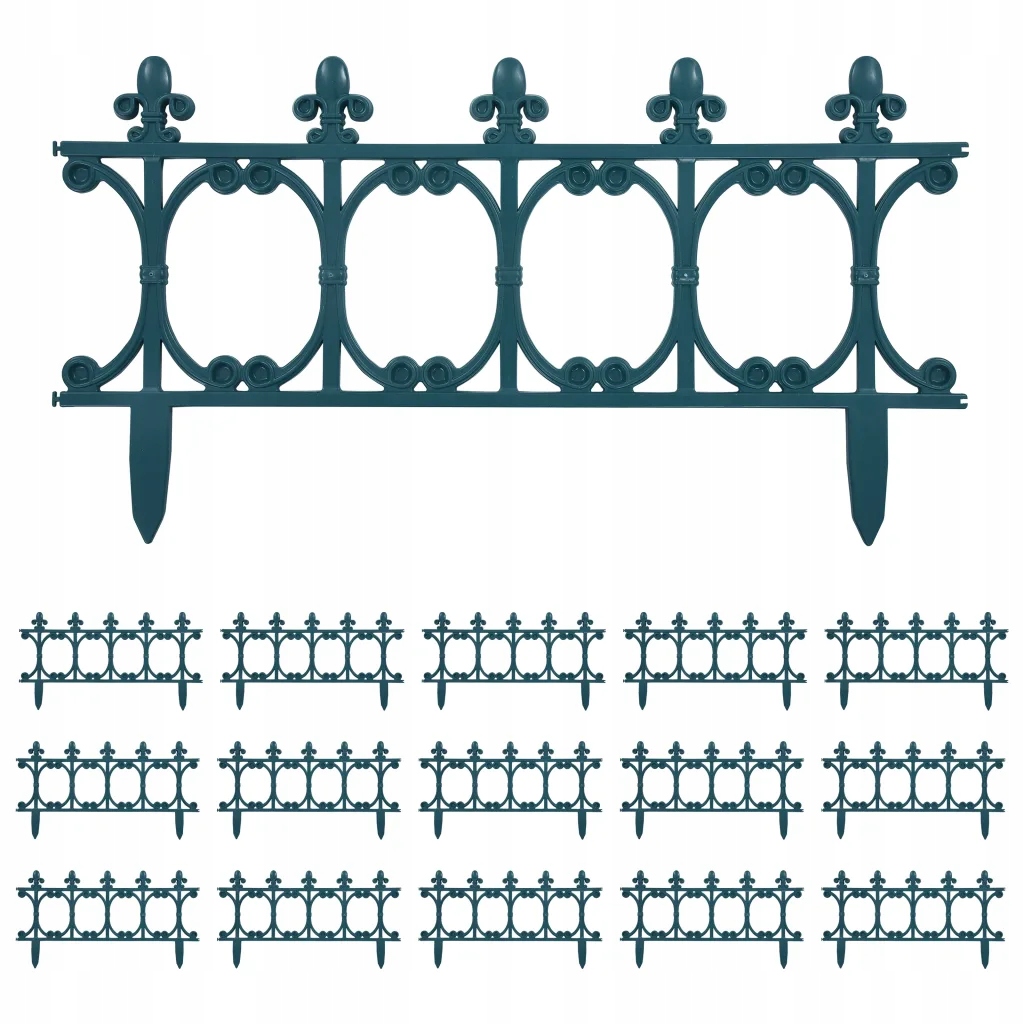 Gotické zelené okraje na trávník, polypropylen, 10 m x 33,5 cm