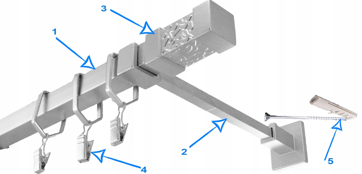 Karnisz kwadro metalowy pojedynczy 260cm 2 KOLORY Marka FajnyDom