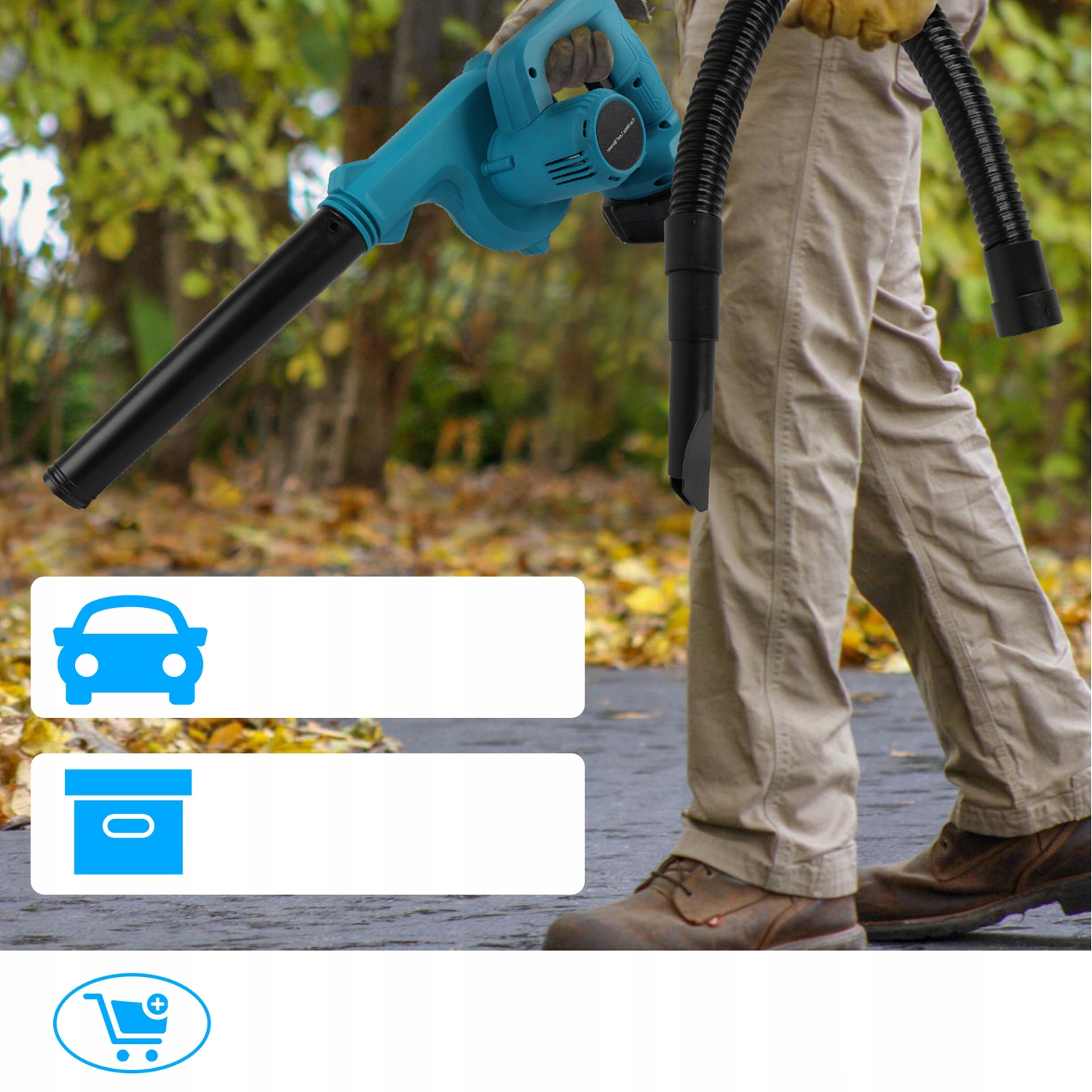 BEZPRZEWODOWA DMUCHAWA ELEKTRYCZNA 2W1 ERGONOMICZNA RĄCZKA 2*AKU 1200MAH Marka bez marki