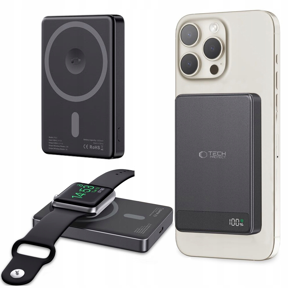 Powerbanka Nabíječka s MagSafe Usb-c 5000 mAh Černá pro Apple iPhone Watch