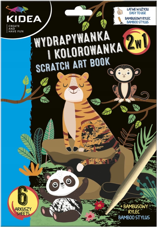 

Wydrapywanka i kolorowanka 2w1 Kidea zwierzęta