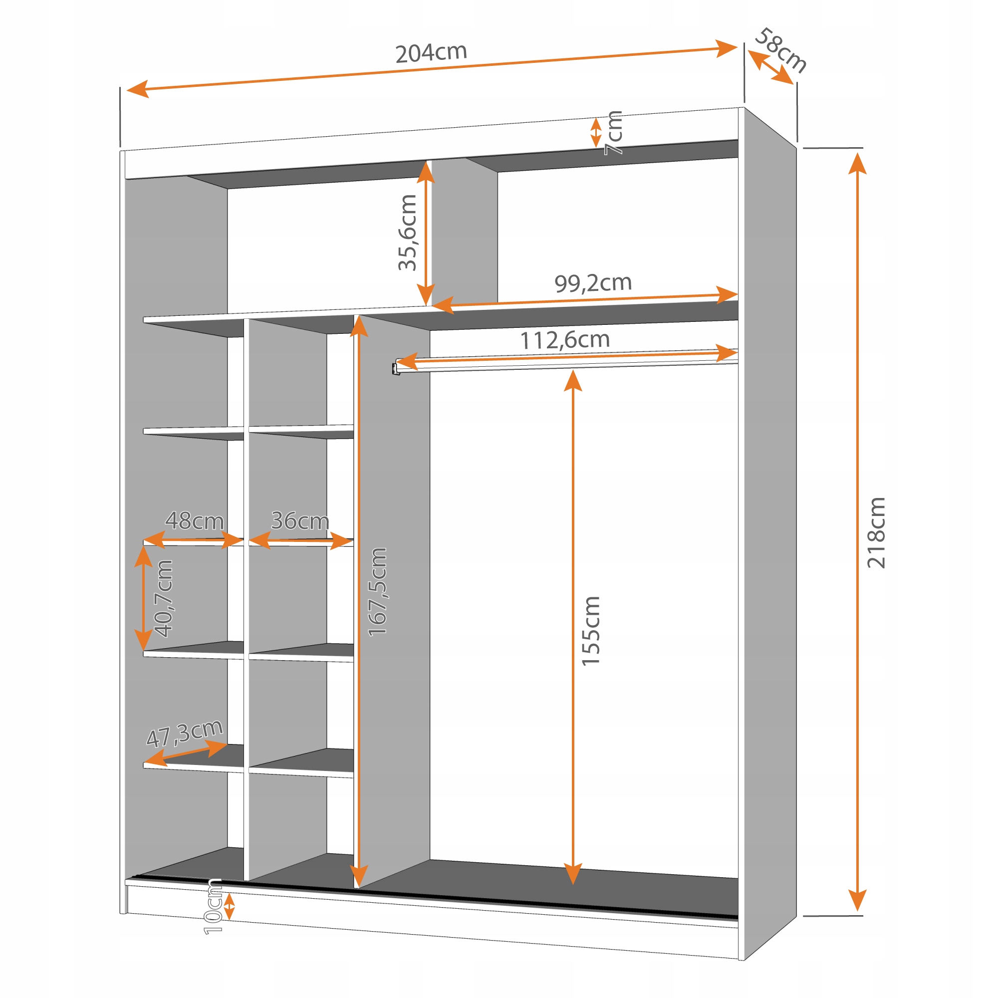 Szafa Przesuwna Z LUSTREM RICO 200 cm + PÓŁKI Kolor mebla wielokolorowy
