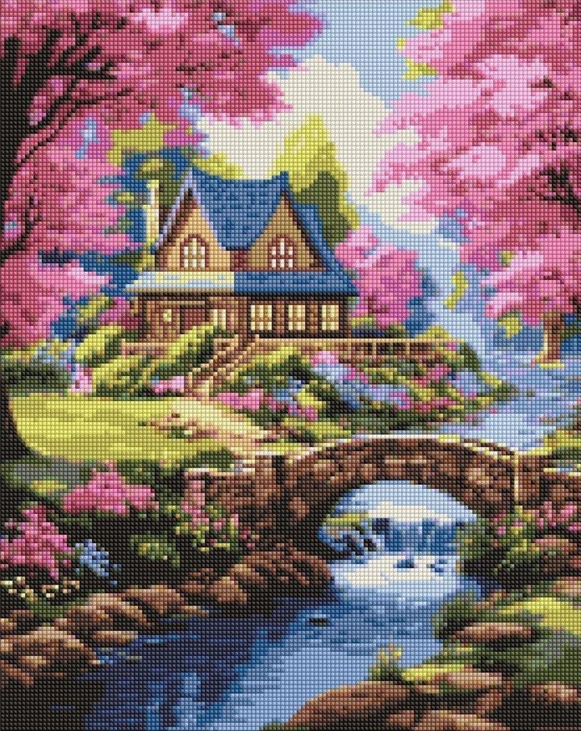 Diamentowa Mozaika Dom W Kwiatach 40X50CM