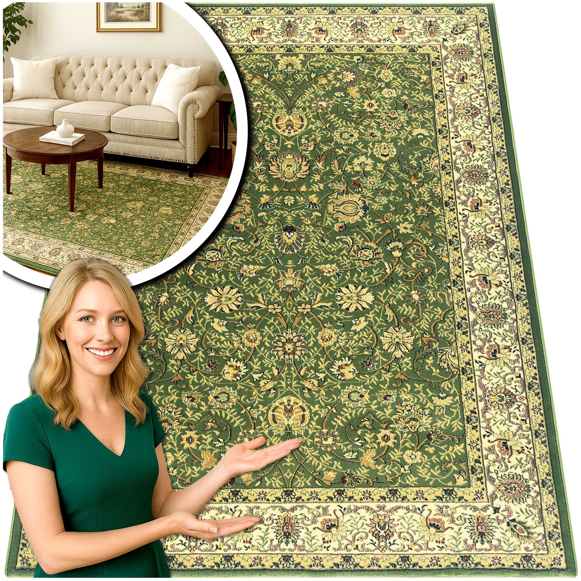 Zelený Koberec Perský Belvedere Turecký Koberec Do Marockého Obývacího Pokoje 200x400