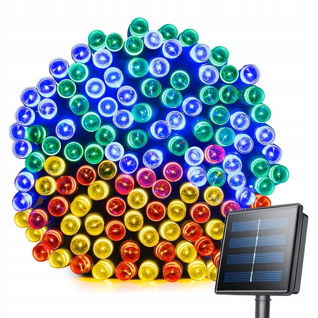 Solární Světelná Girlanda Zahradní Lampy Voděodolná 100 Led 12 M