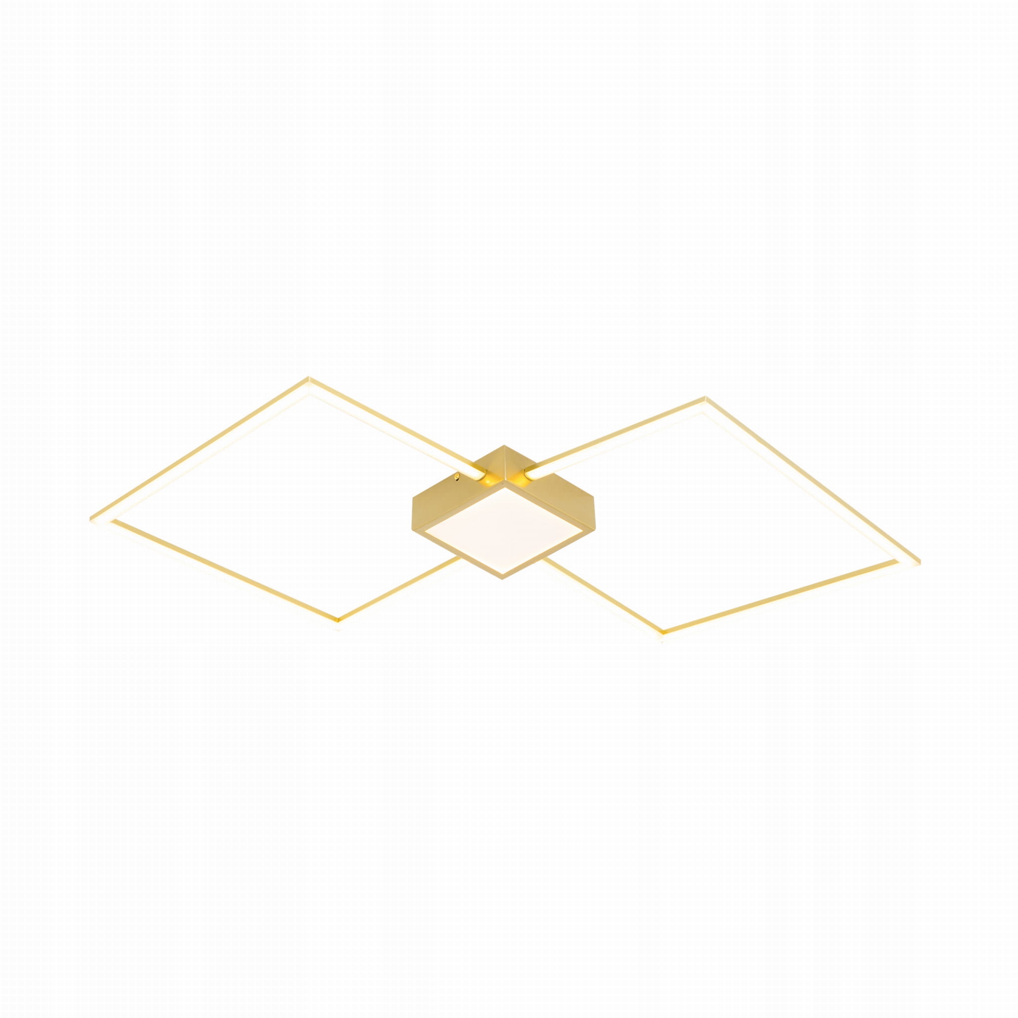 stropní svítidlo Led se dvěma čtvercovými rámy do ložnice nad postel Hex, zlatá