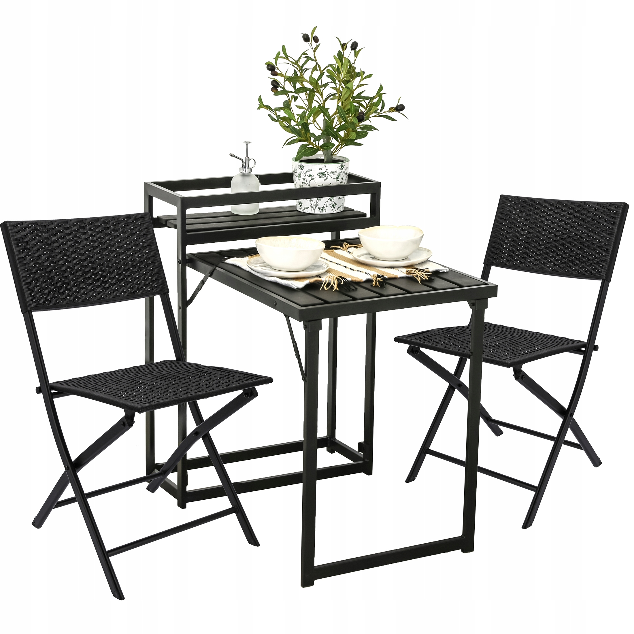 Sada Skladacieho Záhradného Nábytku Na Balkón, Terasu, Stôl A 2 Stoličky