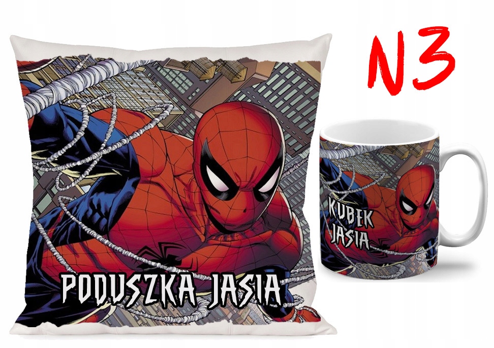 ZESTAW KUBEK + PODUSZKA SPIDERMAN + IMIĘ GRATIS N2 Pojemność 330 ml