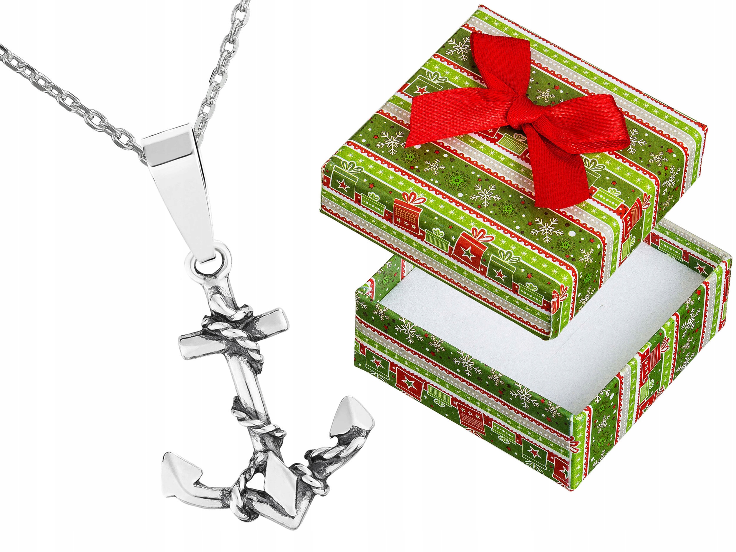 Dlouhý stříbrný oxidovaný náhrdelník Námořnická kotva Stříbro Ankr 50