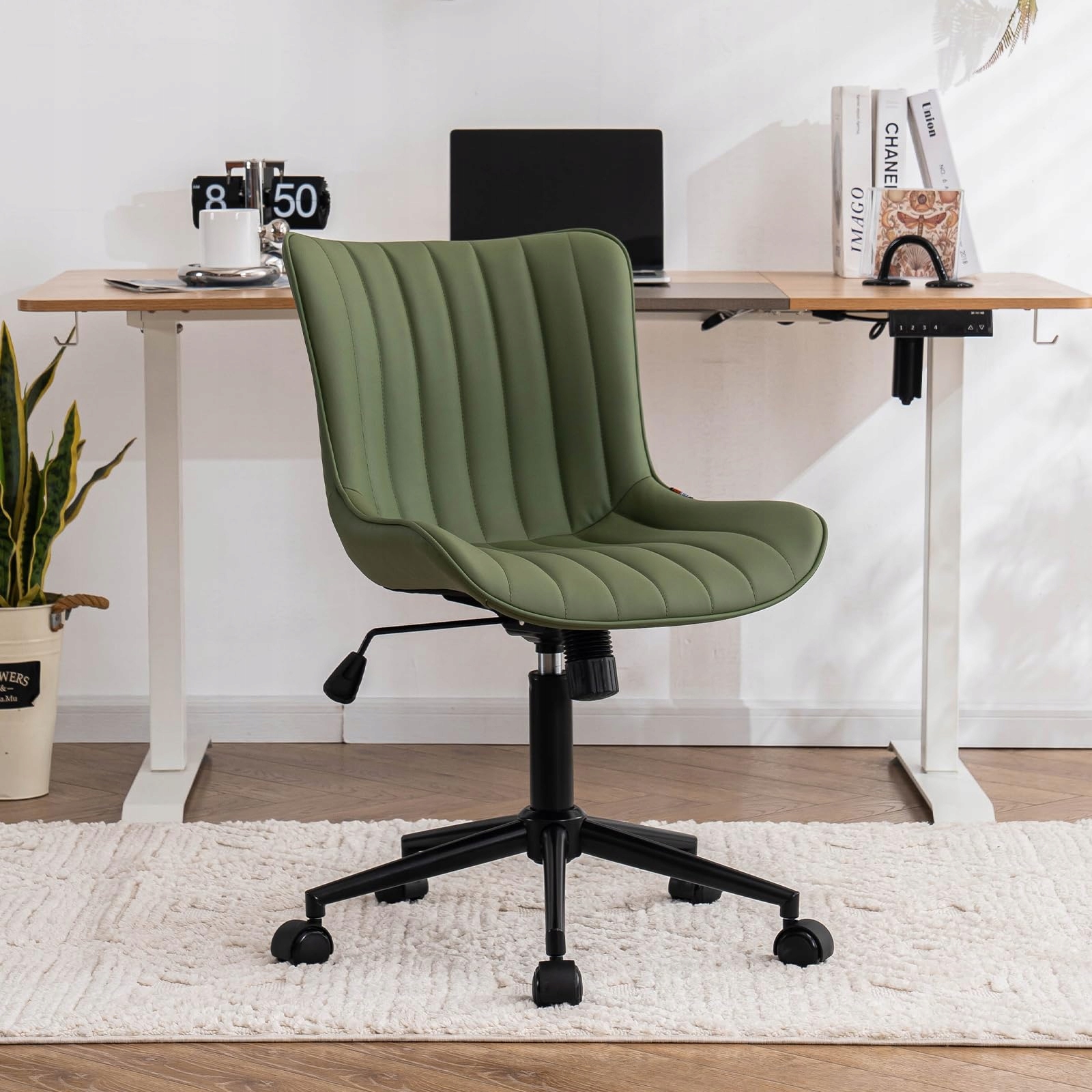 Stolička Youtaste Ergonomická olivovozelená, regulácia výšky Pu 136 kg