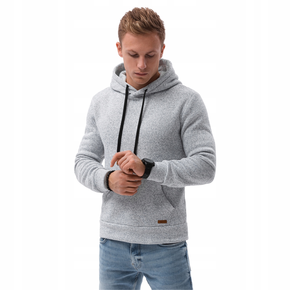 

Bluza męska z kapturem basic B1094 jasnoszara L