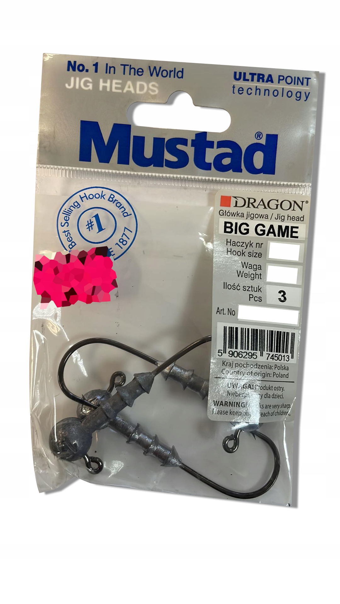 Główki Mustad Big Game nr 10/0 15gr 3szt.