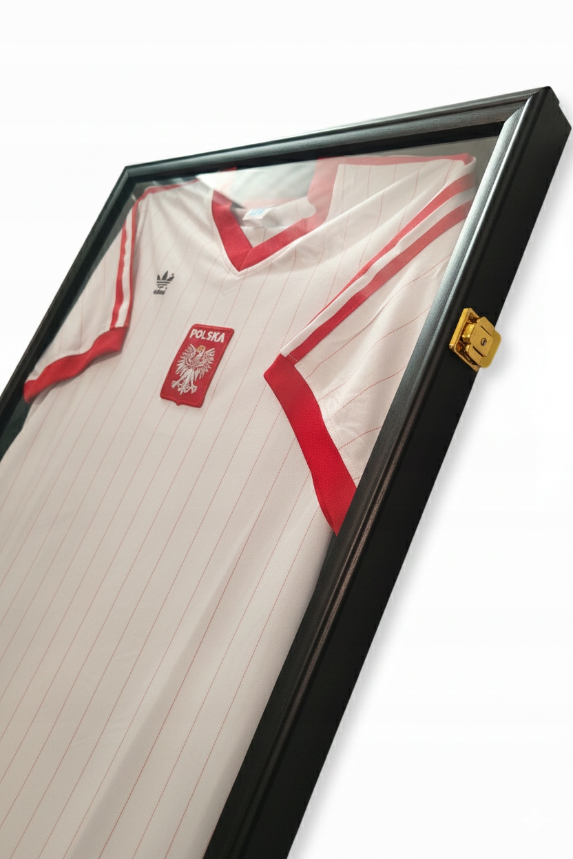 Zberateľská sklenená vitrína na futbalové tričko 60x80x4 Premium rámček