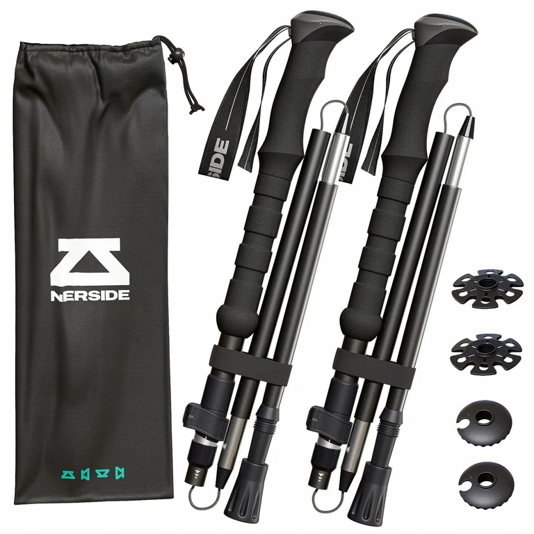 Kije trekkingowe składane regulowane kijki w góry turystyczne Himala czarny