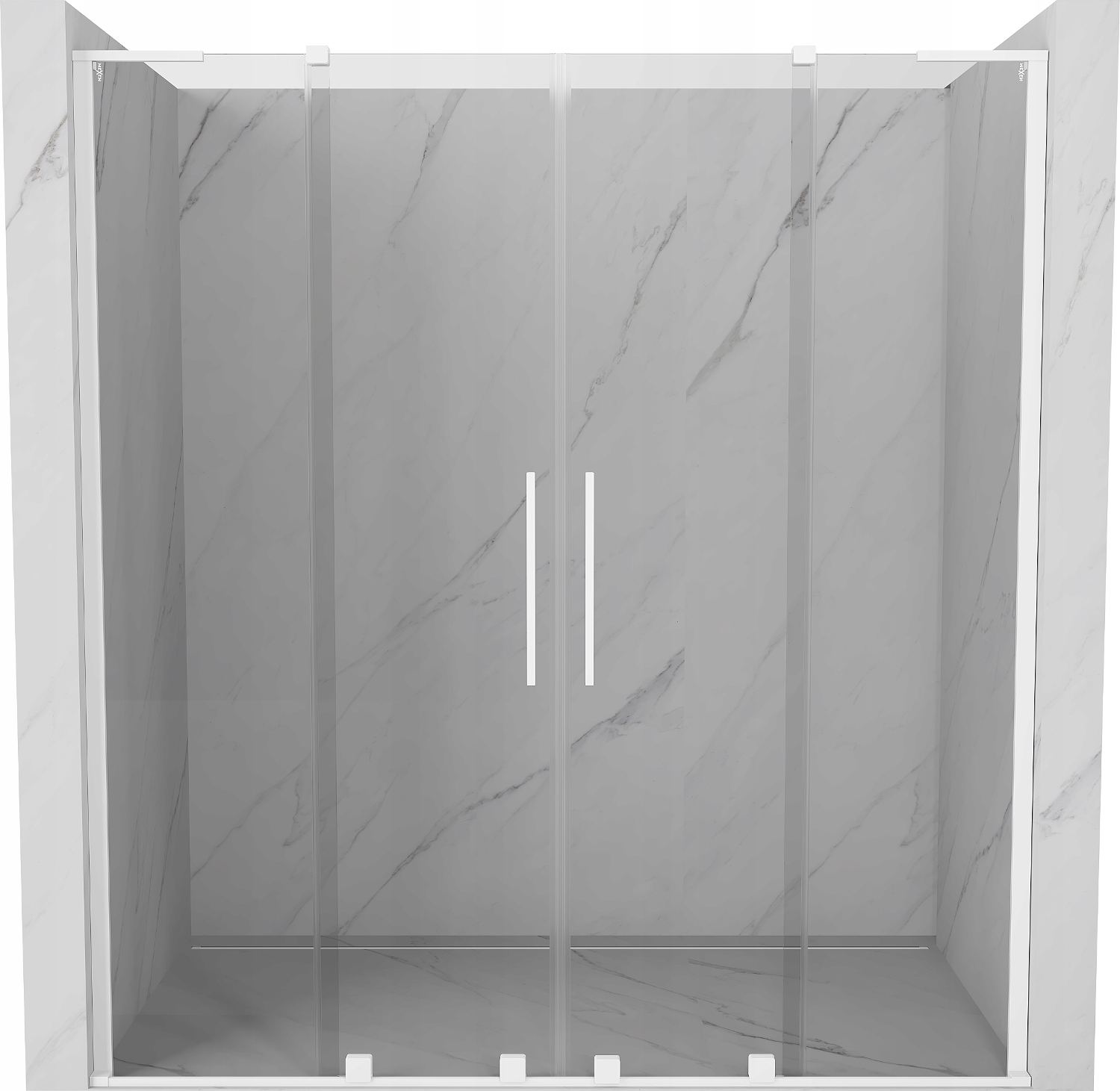 Mexen Velar L Duo Drzwi Prysznicowe Rozsuwane 180 CM Transparent Białe