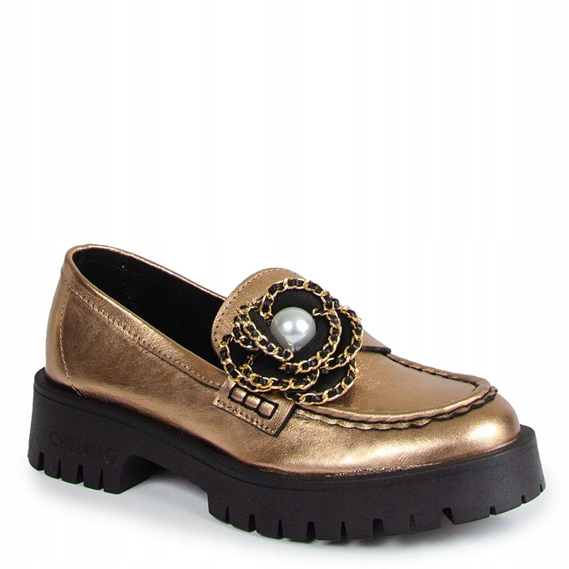 Chebello 4520 Zlaté Černé Kožené Mokasíny 39