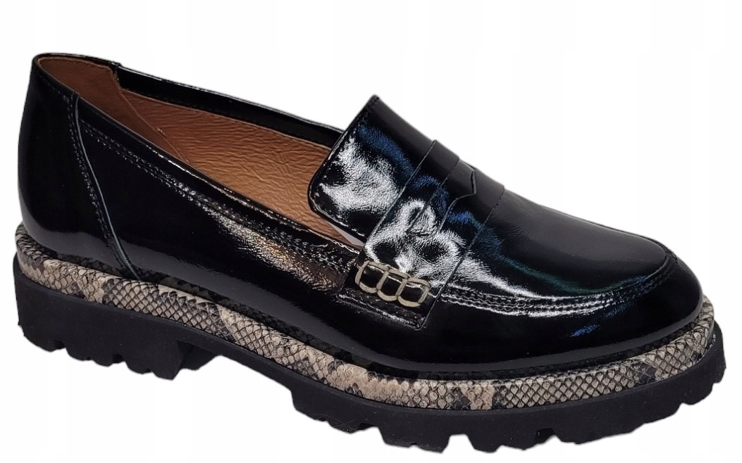 Gamis 7420 Mokasíny Černé Had kůže Naplak vel 36
