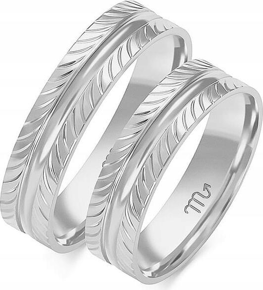 Prsten z bílého zlata svatba 14K 585 vel. 29 30 31, lesklý, elegantní vzor