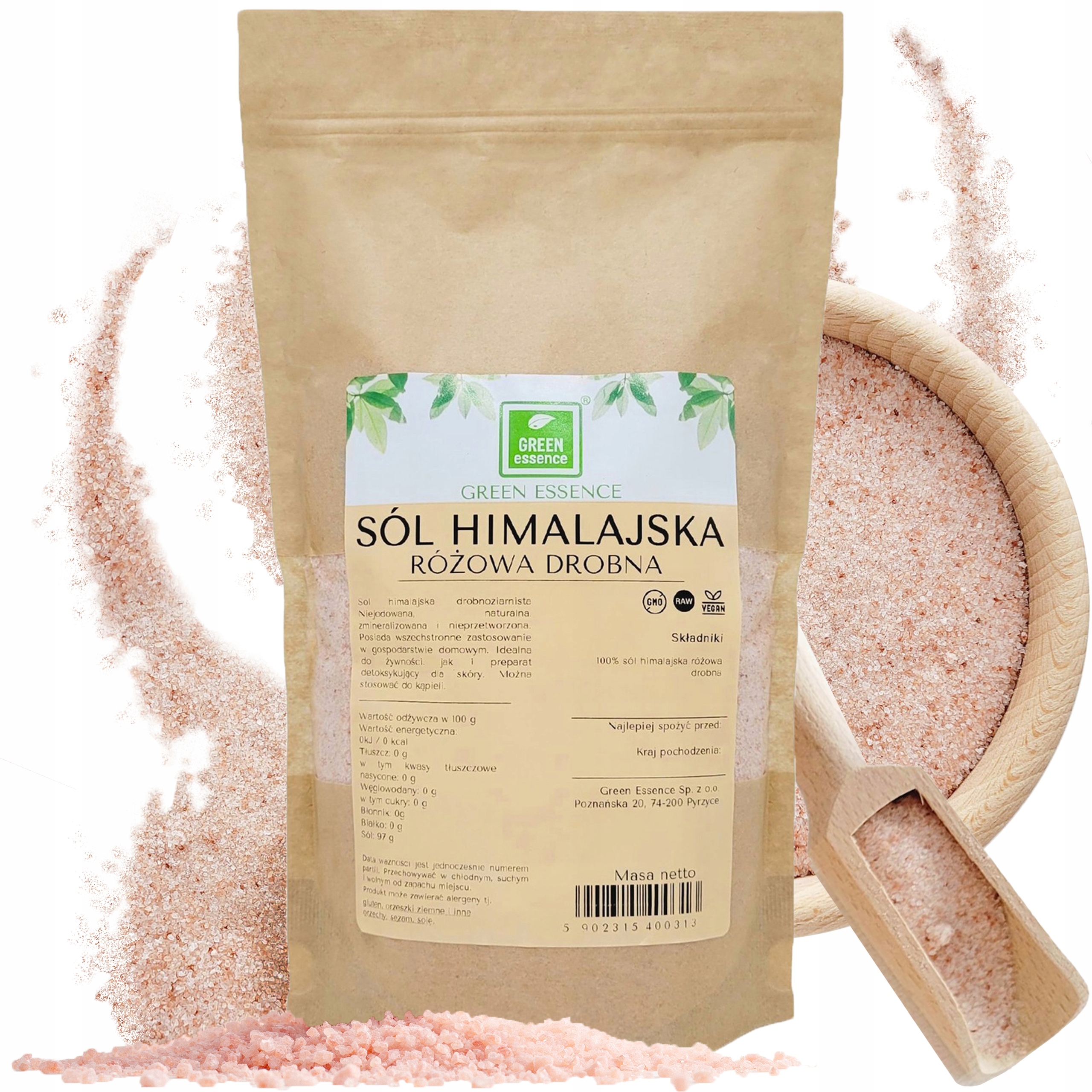 Sól HIMALAJSKA różowa 1kg DROBNA naturalna jakość bez domieszek 1000g