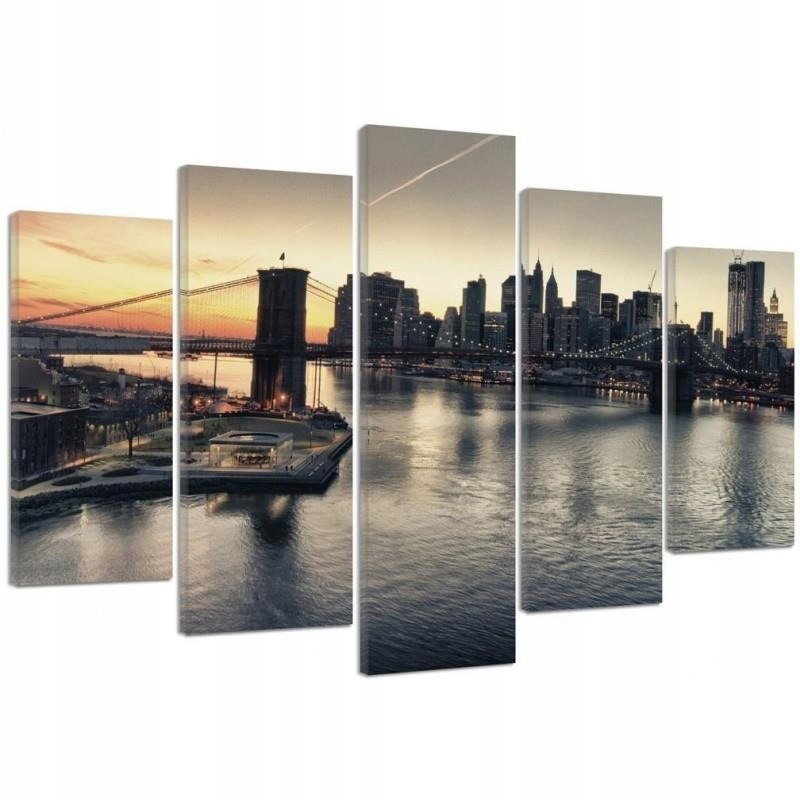 5-dielny obraz na plátne Brooklynský most v New Yorku 100x70