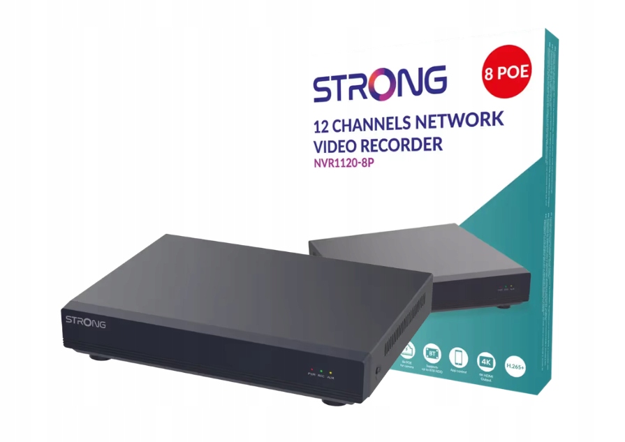 Sieťový rekordér Nvr Strong 12-kanálový 8x PoE 4K 8MP Hdmi disk do 8TB
