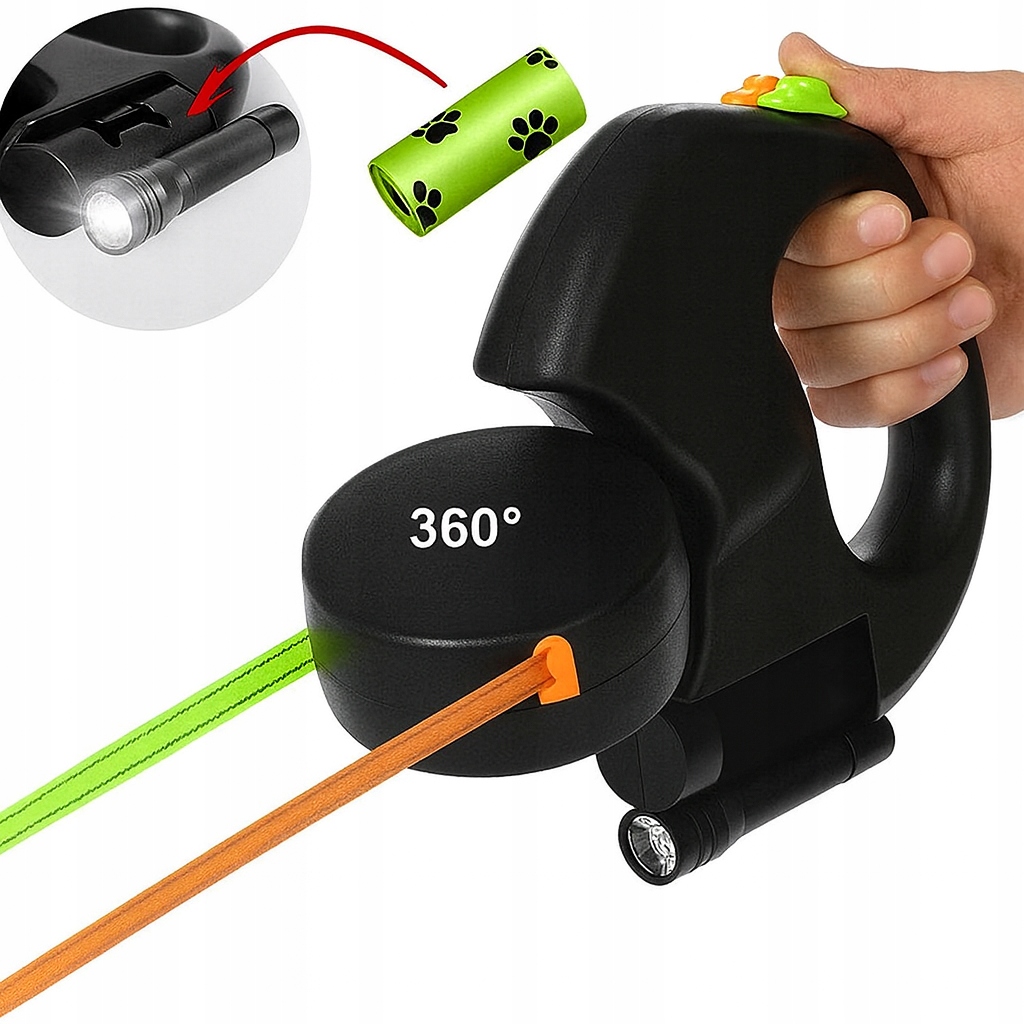 Multifunkční automatické vodítko pro dva psy, kočky s baterkou Dárek