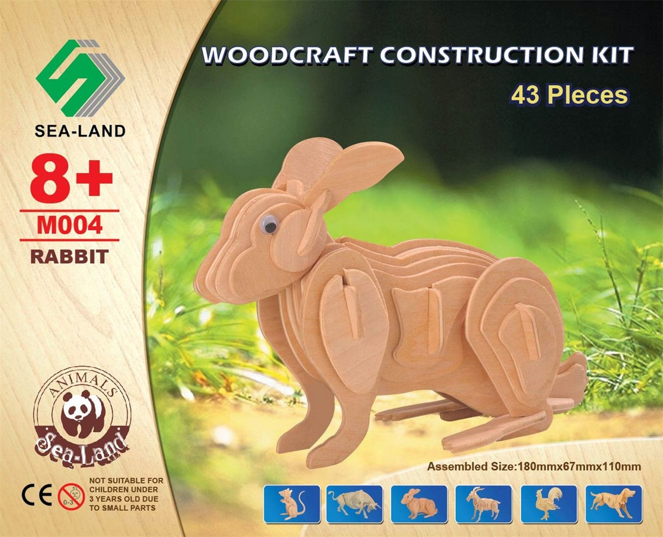 PUZZLE DREWNIANE 3D KRÓLIK ZAJĄC ZAJĄCZEK Liczba elementów 43