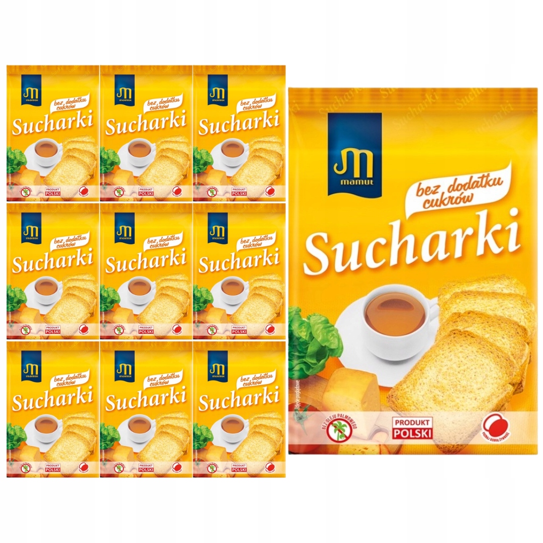 Levně Mamut Suchárky bez přidaného cukru 225 g x 10 kusů