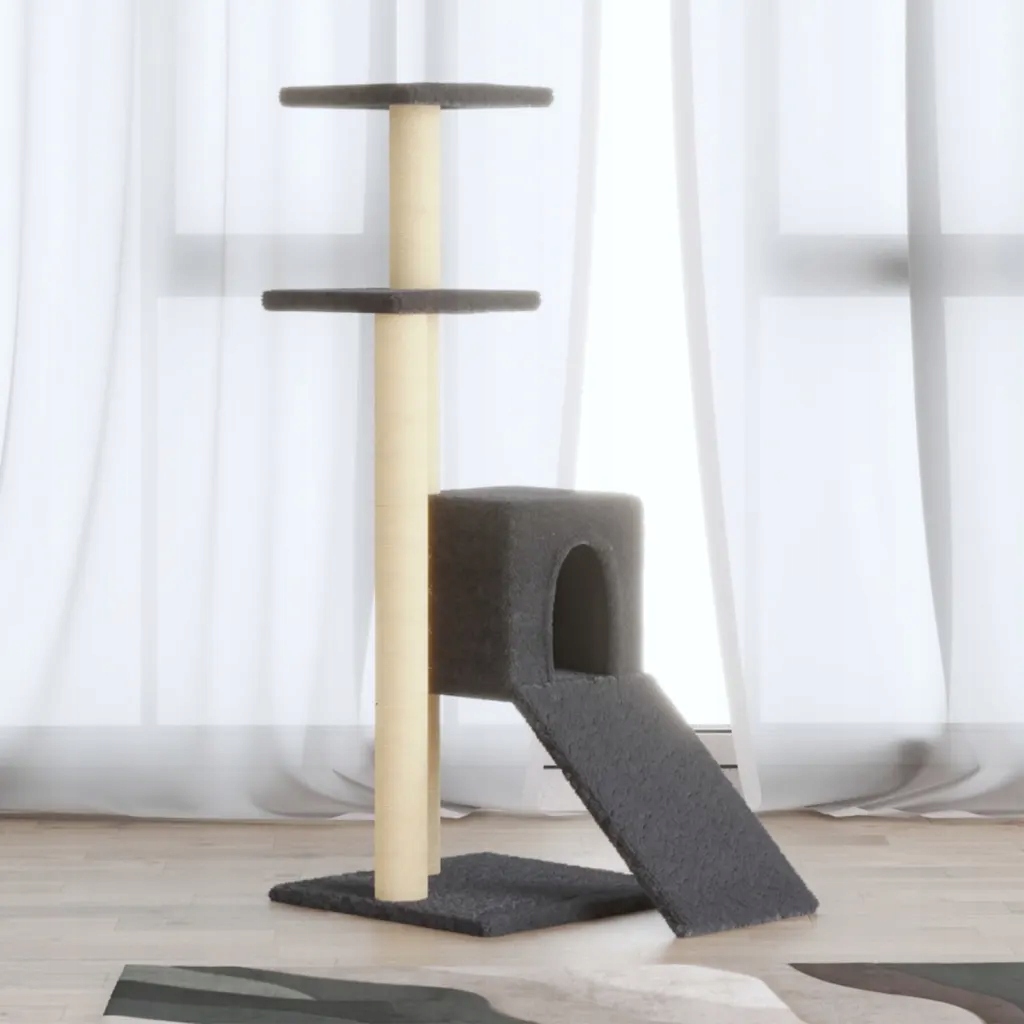 Škrabadlo pro kočky se sisalovými sloupky, tmavě šedé, 92 cm