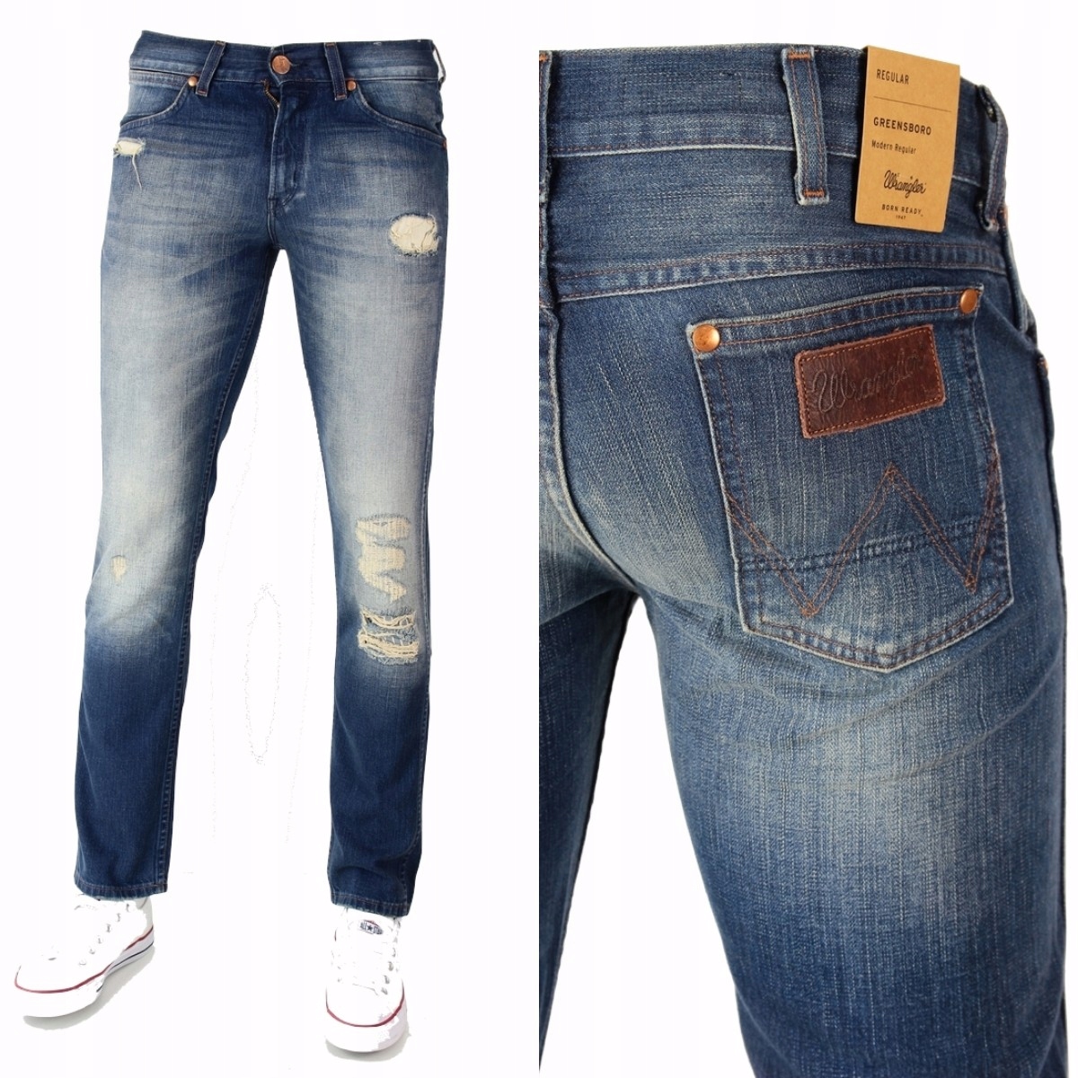 

Wrangler Greensboro Jeansy Proste Dziury_ W32 L34