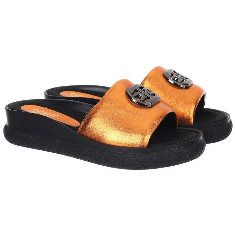 Nazouváky Simen 6842A Koza Oranžová Kůže VEL.39