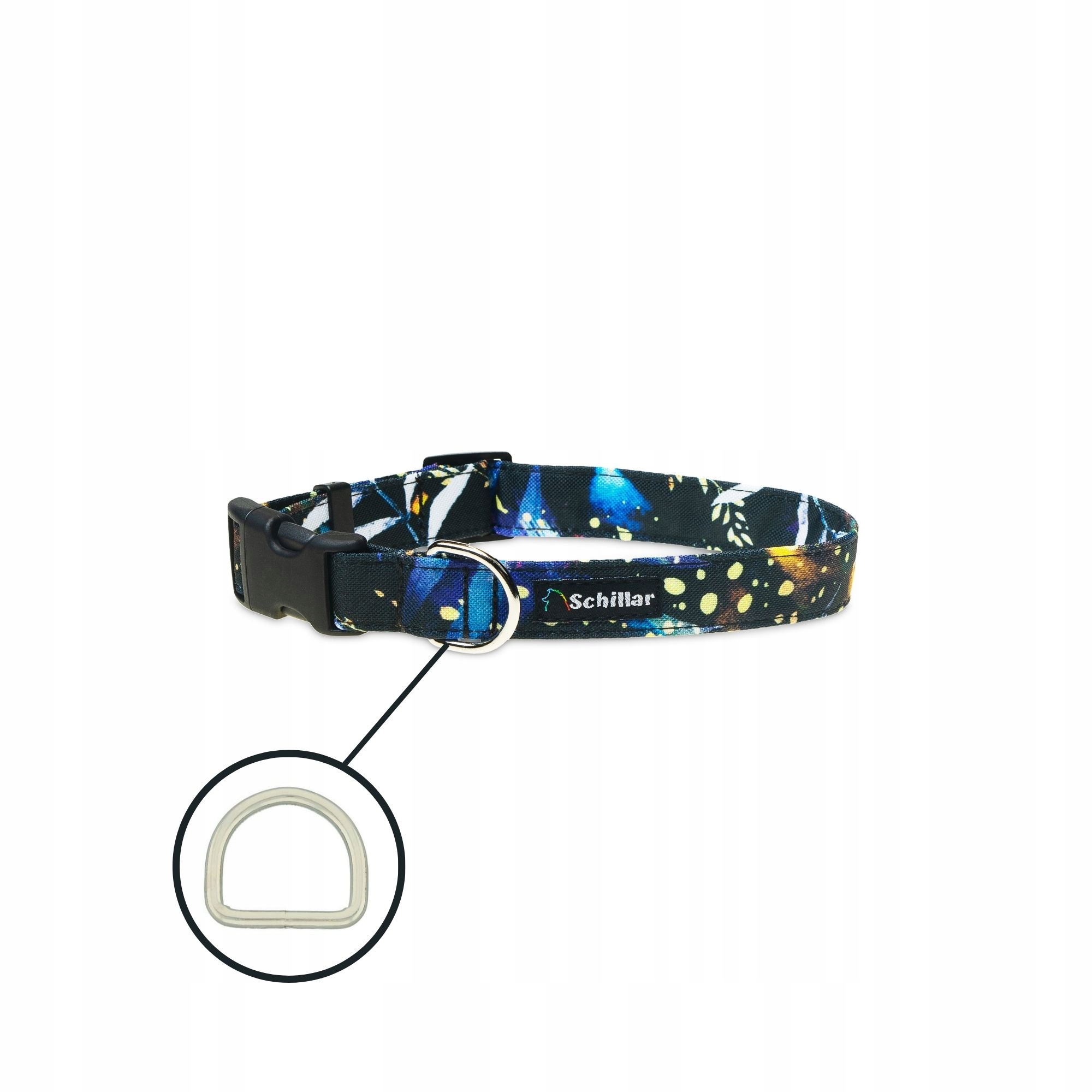 Levně Obojek na sponu pro velkého psa s barevnými fantazijními listy L XL 40-60 cm