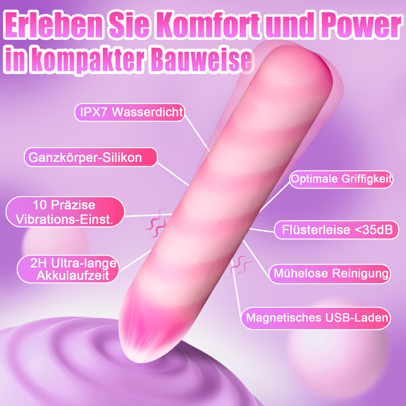 DILDO VIBRATOR Dla Kobiet 10 Trybów Wodoodporny Cichy Masażer Klitorisu — miniatura 2