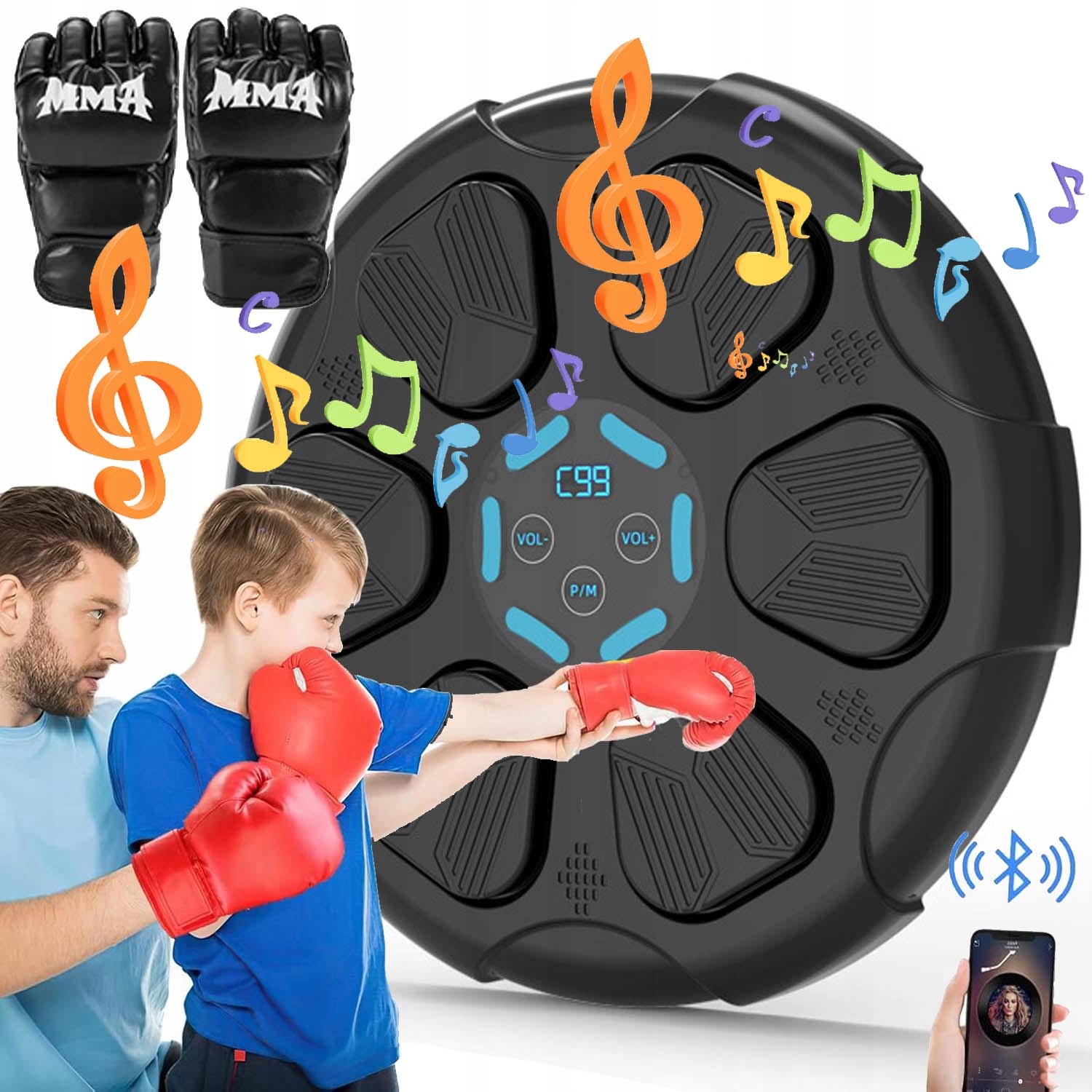 Tréninková Boxovací Deska Na Zeď, Posilovač Bluetooth, Led, 9 Rychlostí