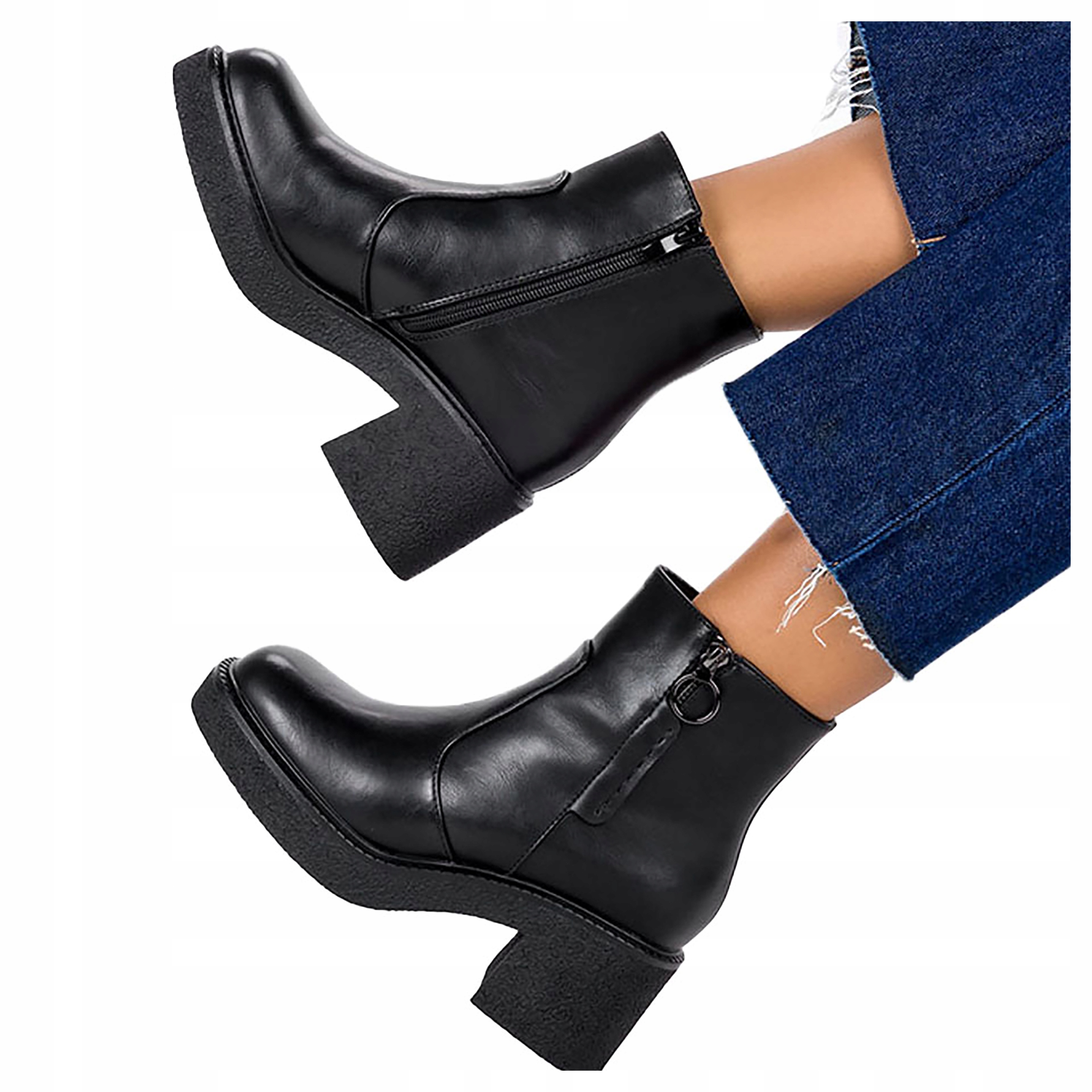 Dámské Kotníkové Boty Na Širokém Podpatku, Boty Zateplené Kožešinou New r 40