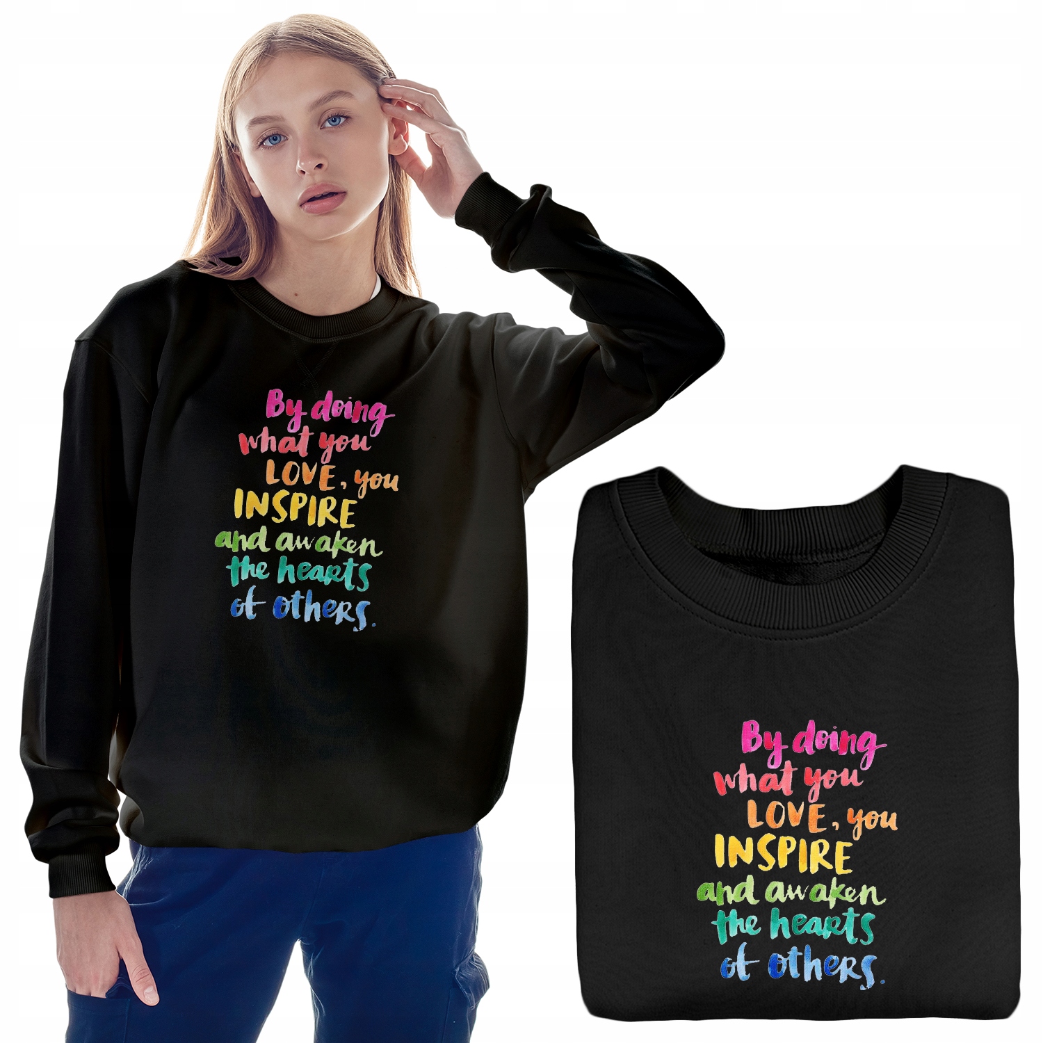 Pohodlná Dámská Mikina Černá s Barevnými Vzory XL